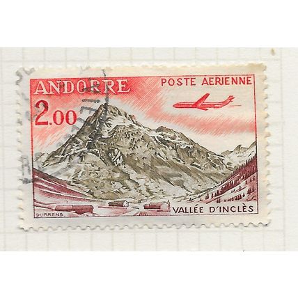 ANDORRA ANDORRE FRENCH POST OFFICES 2Fr SGF181 F181 SG VALLEY INCLES AIR USED