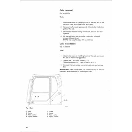 Volvo EC290B Excavator Cab And Interior Service Manual 2002 PDF