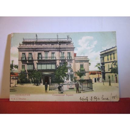 COMMERCIAL SQUARE, GIBRALTAR used antique postcard dated 1905 =