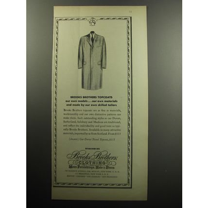 1957 Brooks Brothers Clothing Ad - Brooks Brothers Topcoats our own models