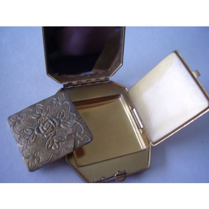 Vintage Powder Compact Cruise Shipping Line USA Norway Art Deco Norwegian Crest