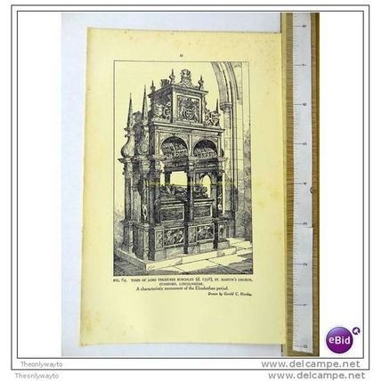 TOMB, LORD BURGHLEY, ST MARTIN'S CHURCH, G C HORSLEY, c1931, Book Illustration
