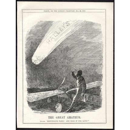 GREAT AMATEUR 1910 Leonard Raven-Hill - Halley’s Comet - Aviator PUNCH CARTOON