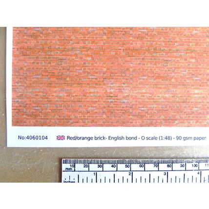 Papier brique rouge/orange pour O gauge - échelle 1:48-feuille A4 (297 x 210 mm)