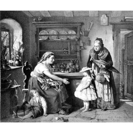 VISIT OF THE FOSTER CHILD 1878 Moritz Ritscher VICTORIAN ENGRAVING