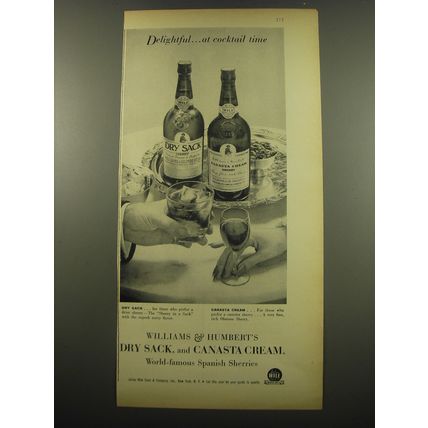1960 Williams & Humbert Dry Sack and Canasta Cream Sherry Advertisment