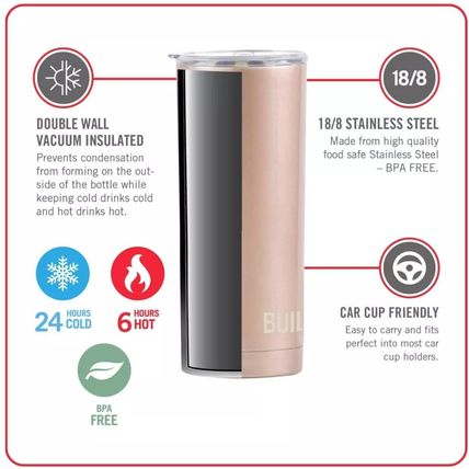 Built 5286362 Double Wall 20 oz Stainless Steel Tumbler - Black 5286362