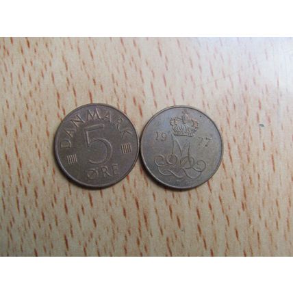 Denmark 1977 5 Ore Coin