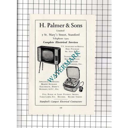 H Palmer & Sons Ltd Stamford Lincolnshire Electrical Advert - 1966 Clipping