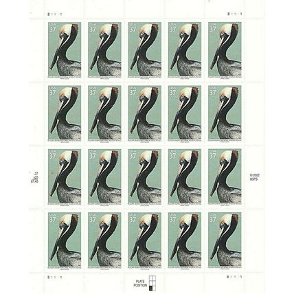 Pelican Island Wildlife Sheet of Twenty 37 Cent Stamps Scott 3774