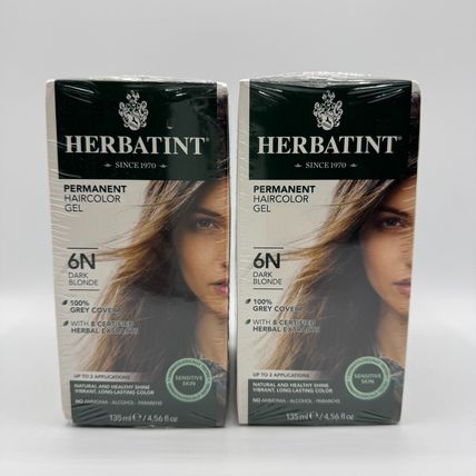 Herbatint Hair Color 6N Dark Blonde – 2 Packs of 2 (Total of 4 Boxes)