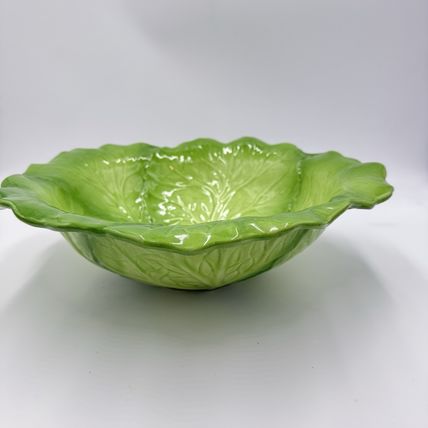 Metlox Manufacturing & Co USA Art Pottery Large Cabbage Ceramic Green Bowl 4”x15