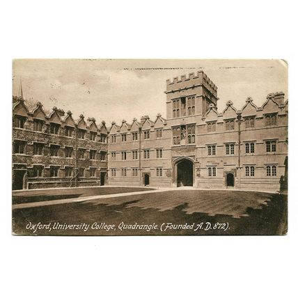 Postcard UK Oxfordshire Oxford University College quadrangle posted 1914