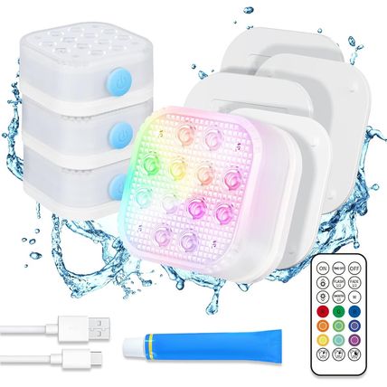 Homly Rechargeable Submersible Pool Lights with Remote, Waterproof Underwater Ch