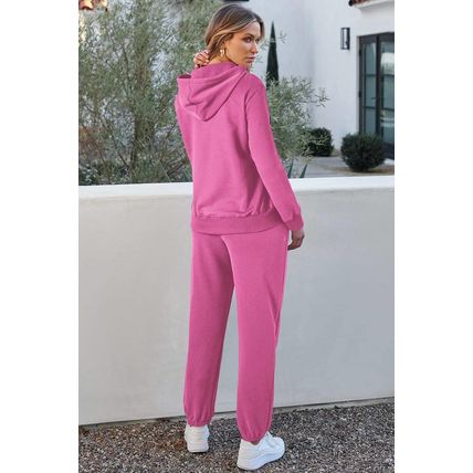 Bonbon Solid Color Fleece Lined Drawstring Hoodie with Pocket