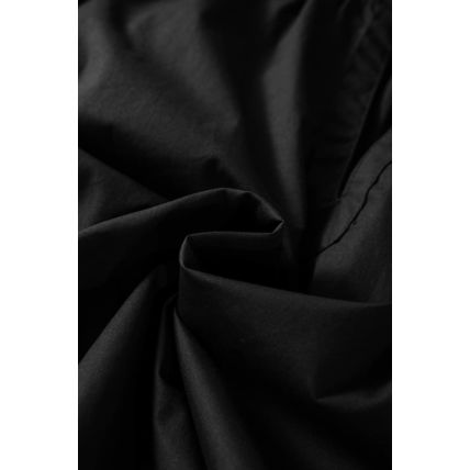 Black Ruffled Puff Short Sleeve Loose Blouse