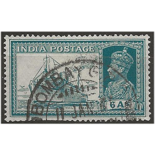 India 1937 SG256 6a Turquoise-Green Fine Used . ..