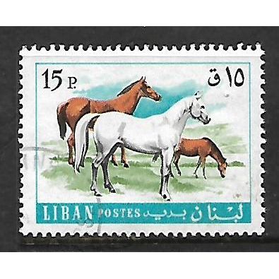 LEBANON 1967 ANIMALS & FISHES 15p HORSES SG 997 FINE USED