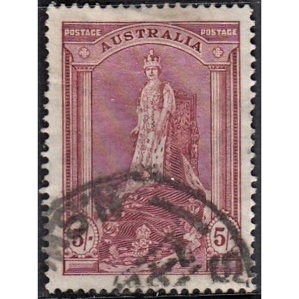 AUSTRALIA, 1938 5/- Queen Elizabeth, SG 176 (Scott 177), used