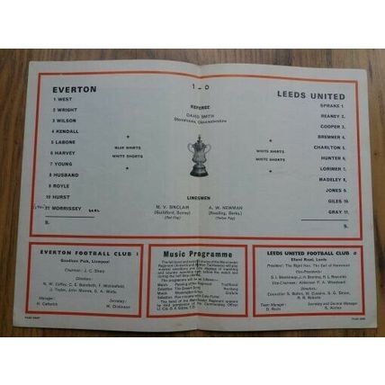 1968 FA Cup Semi Final Programme & Ticket – Everton vs Leeds Utd