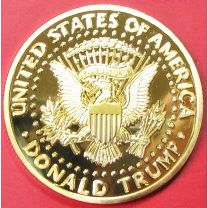 Trump Never Surrender. Challenge Coin. 1.50" Gold Tone. 77b.