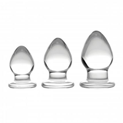 Triplets 3 Piece Glass Anal Plug Kit Prisms Erotic Butt Ass Plugs Prisms Erotic