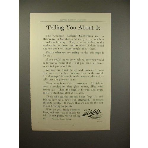 1902 Schlitz Beer Ad - Telling You About It!