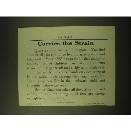 1902 Scott's Emulsion Ad - Carries the strain