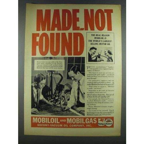 1937 Socony-Vacuum Mobilgas and Mobiloil Ad - Made