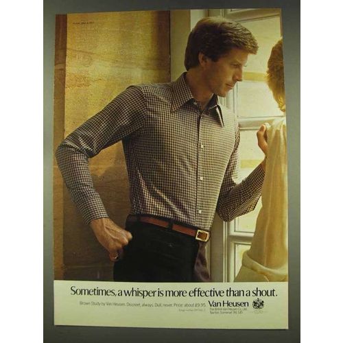 1977 Van Heusen Brown Study Shirt Ad - Whisper