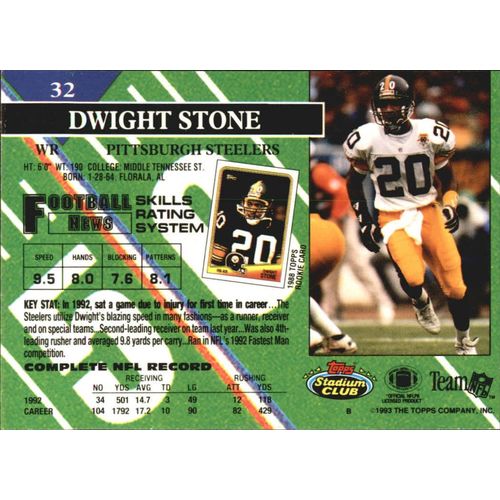 1993 Stadium Club Football Dwight Stone #32