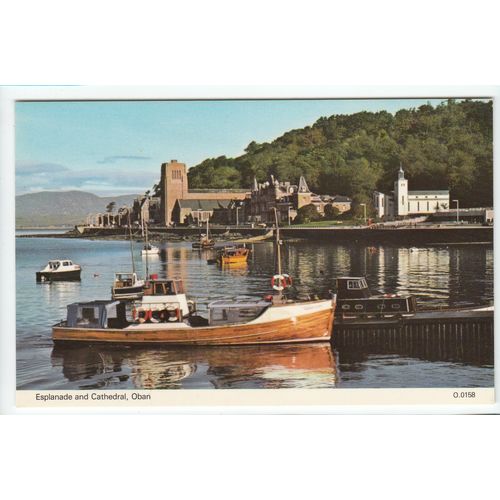 Esplanade and Cathedral Oban Argyllshire Postcard 0158