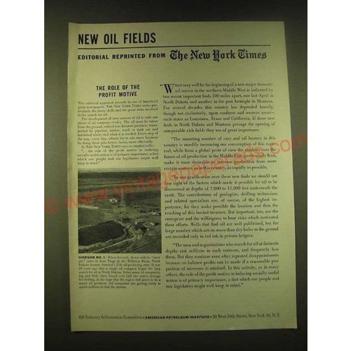 1951 American Petroleum Institute Ad - New Oil Fields