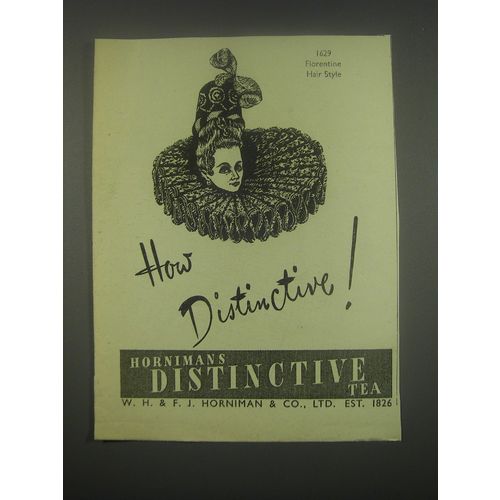 1949 Hornimans Distinctive Tea Ad - 1629 Florentine Hair Style
