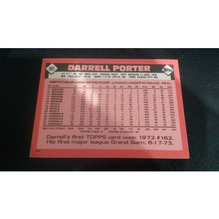 1986 Topps Traded Card # 088T Darrell Porter Excellent (5) Texas Rangers