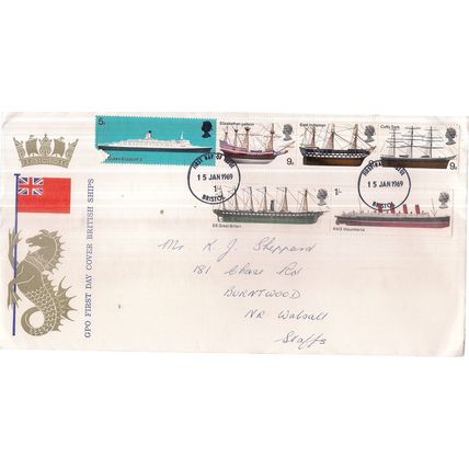 BRITISH SHIPS.. January, 1969.. FDC. first day cover stamps (a)