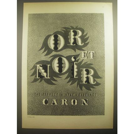1950 Caron Or et Noir Perfume Ad - Or et Noir the Perfect Winter fragrance