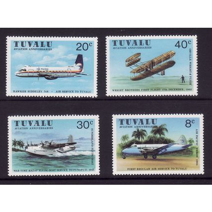 TUVALU 1980 AVIATION SET 4 VALS U/M MINT#2
