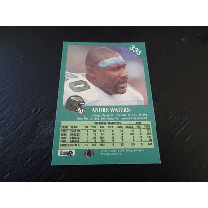 1991 Fleer Football Card # 335 Andre Waters Excellent (5) Philadelphia Eagles