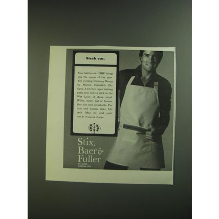 1974 Stix, Baer & Fuller Burton Constable Chimney Sweep Apron Ad - Steak Out