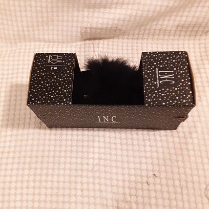 INC Women's Wedge Faux-Marabou Slide Slippers Black Small