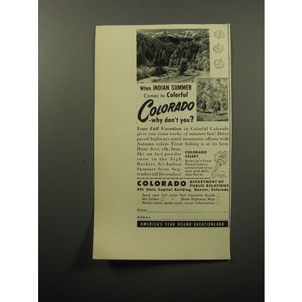 1951 Colorado Department of Public Relations Ad - Colorful Colorado