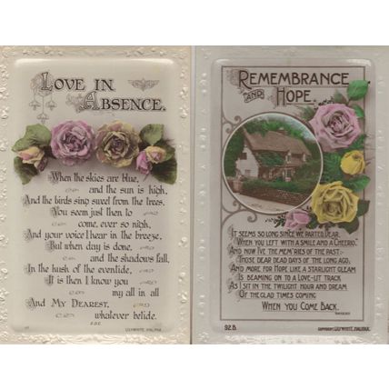 Love In Absence Remembrance 2x Halifax Poetry Greetings Postcard s
