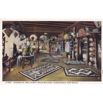 Interior Fred Harvey Indian Building Albuquerque New Mexico NM Postcard