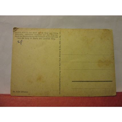 BURG KATZ, ST GOARSHAUSEN, GERMANY unused antique postcard #