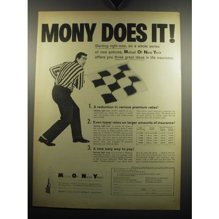1957 MONY Mutual of New York Ad - MONY does it