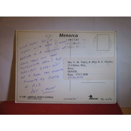 ARENAL D'EN CASTELL, MENORCA, SPAIN .used postcard 1998 pm =