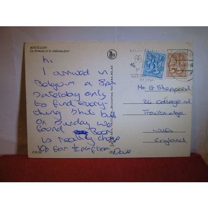 THE FORT, BOUILLON, BELGIUM used postcard 1983 pm #