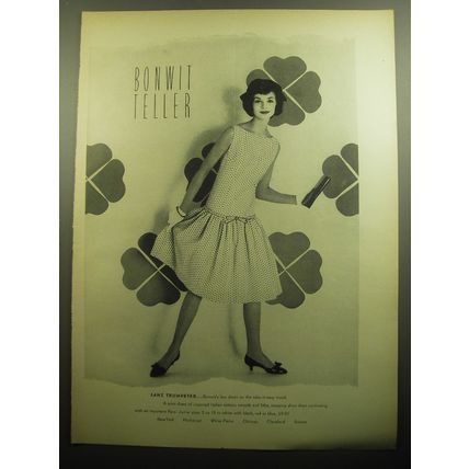 1958 Bonwit Teller Dress Ad - Lanz Trumpeter