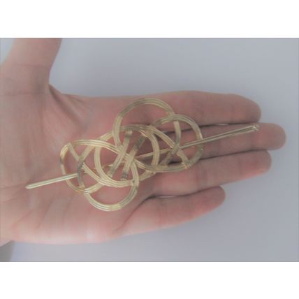 Glold knot metal filigree hair slide stick clip barrette